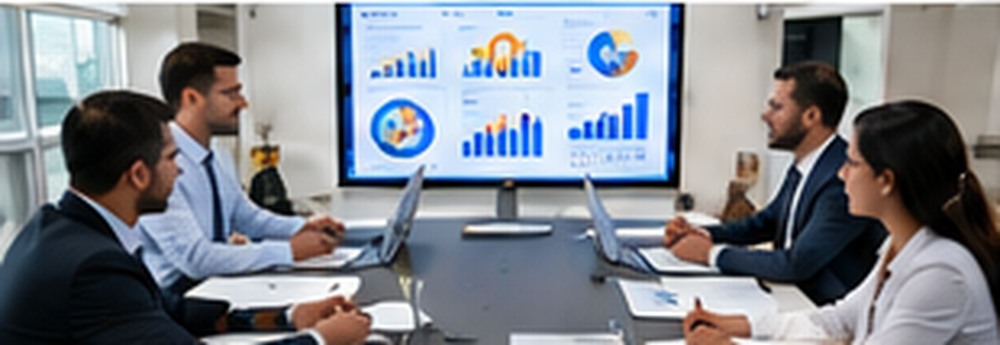 Project management team conducting a performance review